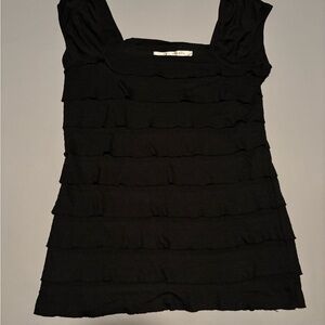Max Studio Black Ruffled Blouse